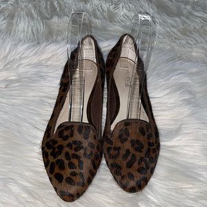 Sperry Topsider size 6 cheetah animal print leather fur pointy toe flats